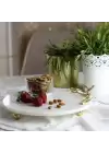 Akayev Mermer 28 Cm Beyaz Altın Boncuk Ayaklı Kelebek Sunum Tabağı