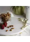 Akayev Mermer 28 Cm Beyaz Altın Boncuk Ayaklı Kelebek Sunum Tabağı