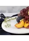 Akayev Mermer 28 Cm Beyaz Altın Boncuk Ayaklı Kelebek Sunum Tabağı