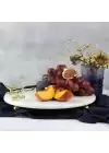 Akayev Mermer 28 Cm Beyaz Altın Boncuk Ayaklı Kelebek Sunum Tabağı