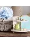 Akayev Mermer Altın Boncuk Ayaklı İki Katlı Kuş Katlı Sunum Tabağı
