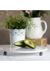Akayev Mermer Beyaz 19 cm Füme Boncuk Ayaklı Kahve Sunumluk - Yağ ve Takı Standı