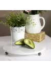 Akayev Mermer Beyaz 19 cm Füme Boncuk Ayaklı Kahve Sunumluk - Yağ ve Takı Standı