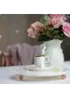 Akayev Mermer Beyaz 19 cm Rose Gold Boncuk Ayaklı Kahve Sunumluk - Yağ ve Takı Standı