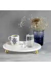 Akayev Mermer Beyaz 19 Cm Altın Boncuk Ayaklı Sunumluk