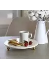 Akayev Mermer Beyaz 19 Cm Altın Boncuk Ayaklı Sunumluk