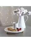 Akayev Mermer Beyaz 19 Cm Altın Boncuk Ayaklı Sunumluk