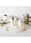 Akayev Mermer Beyaz 25 Cm Altın Çita Ayaklı Sunum Tabağı