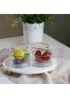 Akayev Mermer Beyaz 25 Cm Boncuk Ayak Gold Elysia 4lü Reçellik İkramlık