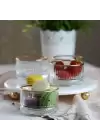 Akayev Mermer Beyaz 25 Cm Boncuk Ayak Gold Elysia 4lü Reçellik İkramlık