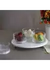 Akayev Mermer Beyaz 25 Cm Gümüş Boncuk Ayak Elysia 4lü Reçellik İkramlık