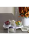 Akayev Mermer Beyaz 25 Cm Gümüş Boncuk Ayak Elysia 4lü Reçellik İkramlık