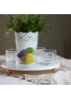Akayev Mermer Beyaz 25 Cm Rose Gold Boncuk Ayak Elysia 4lü Reçellik İkramlık