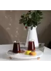 Akayev Mermer Beyaz 30 Cm Rose Gold Boncuk Ayaklı Yuvarlak Sunumluk