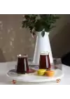 Akayev Mermer Beyaz 30 Cm Rose Gold Boncuk Ayaklı Yuvarlak Sunumluk