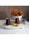Akayev Mermer Beyaz 30 Cm Rose Gold Boncuk Ayaklı Yuvarlak Sunumluk
