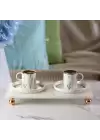 Akayev Mermer Beyaz 30x15 Cm Rose Gold Boncuk Ayak Sunumluk