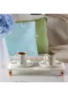 Akayev Mermer Beyaz 30x15 Cm Rose Gold Boncuk Ayak Sunumluk