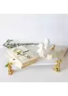 Akayev Mermer Beyaz 30x20 Cm Altın Çita Ayaklı Sunum Tabağı