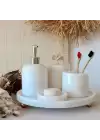 Akayev Mermer Beyaz 5 Parça Altın Ginkgo Banyo Seti
