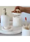 Akayev Mermer Beyaz 5 Parça Altın Ginkgo Banyo Seti