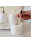 Akayev Mermer Beyaz 5 Parça Altın Ginkgo Banyo Seti