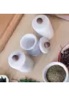 Akayev Mermer Beyaz Ahşap Kulplu 3lü Baharatlık