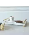 Akayev Mermer Beyaz Altın Boncuk Ayak Florya 30x20 cm Tepsi