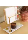 Akayev Mermer Beyaz Gold Ayaklı Havluluk ve Takı Standı