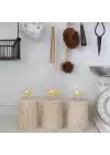 Akayev Mermer Traverten Ginkgo 3lü Ahşap Standlı Baharatlık