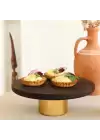 Akayev Ahşap 24 Cm Metal Ayaklı Yuvarlak Sunum Tabağı