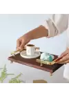 Akayev Ahşap Altın Boncuk Ayaklı L Dizayn 30x19 cm Tepsi