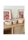 Akayev Beige Hasır 3Lü Oval Sepet