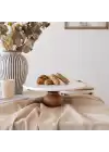 Akayev Mermer 25 Cm Ahşap Ayaklı Beyaz Yuvarlak Sunum Tabağı