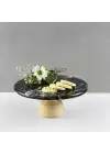 Akayev Mermer 25 Cm Ahşap Ayaklı Siyah Yuvarlak Sunum Tabağı