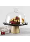Akayev Mermer 25 Cm Ahşap Konik Ayaklı Siyah Cam Fanus