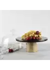 Akayev Mermer 25 Cm Ahşap Konik Ayaklı Siyah Cam Fanus
