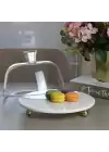 Akayev Mermer 25 Cm Altın Boncuk Ayaklı Beyaz Cam Fanus