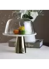 Akayev Mermer 25 Cm Altın Konik Ayak Beyaz CamFanus