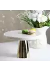 Akayev Mermer 25 Cm Altın Konik Ayak Beyaz Kalın Sunumluk