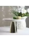 Akayev Mermer 25 Cm Altın Konik Ayak Beyaz Kalın Sunumluk
