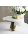 Akayev Mermer 25 Cm Altın Konik Ayak Beyaz Kalın Sunumluk