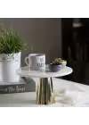 Akayev Mermer 25 Cm Altın Konik Ayak Beyaz Sunumluk