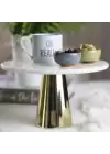 Akayev Mermer 25 Cm Altın Konik Ayak Beyaz Sunumluk