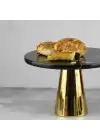Akayev Mermer 25 Cm Altın Konik Ayak Siyah Sunumluk