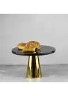 Akayev Mermer 25 Cm Altın Konik Ayak Siyah Sunumluk