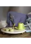 Akayev Mermer 25 Cm Beyaz Altın Boncuk Ayaklı Kuş Katlı Sunum Tabağı