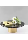 Akayev Mermer 25 Cm Metal Ayaklı Siyah Yuvarlak Sunum Tabağı