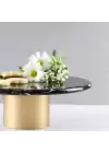 Akayev Mermer 25 Cm Metal Ayaklı Siyah Yuvarlak Sunum Tabağı