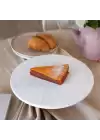 Akayev Mermer 28 Cm Ahşap Ayaklı Beyaz Yuvarlak Sunum Tabağı